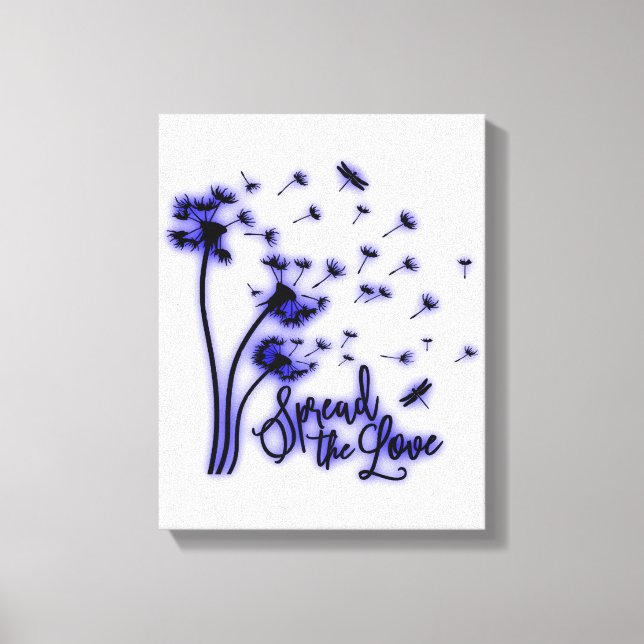 Lienzo Spread The Love Dandelions and Dragonflies (Anverso)
