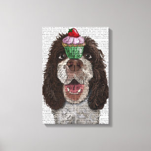 Lienzo Springer Spaniel con Cupcake