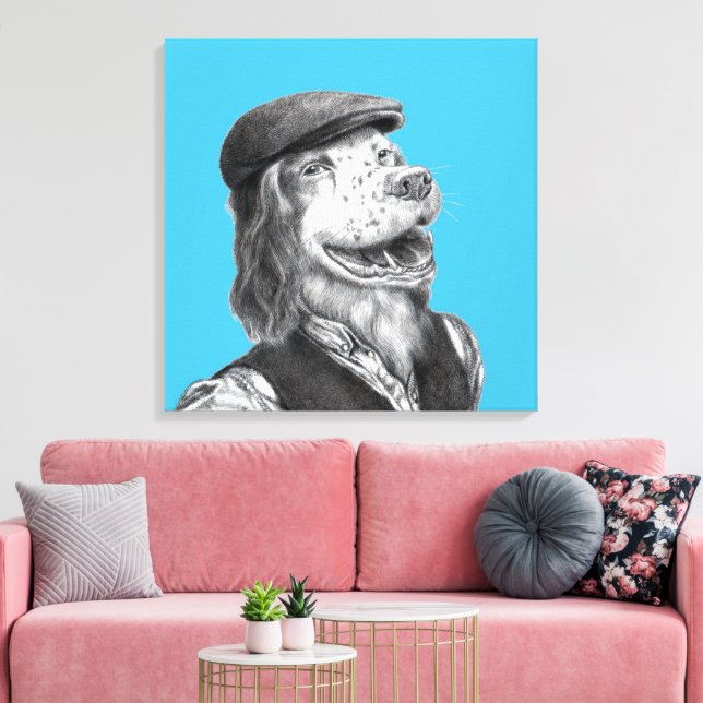 Lienzo Springer Spaniel con Gorra plano (azul de la vieja (Insitu (Sala de estar))