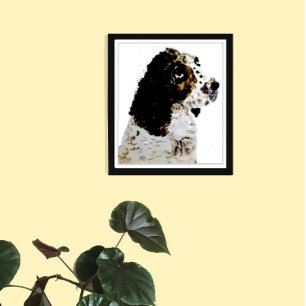 Lienzo Springer Spaniel de pintura de perro negro y blanc