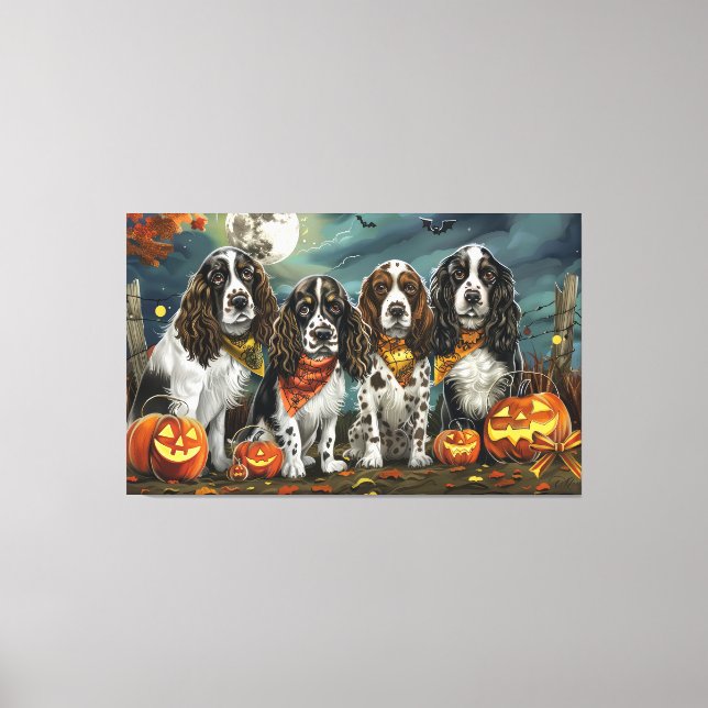 Lienzo Springer Spaniel Halloween Espeluznante (Anverso)