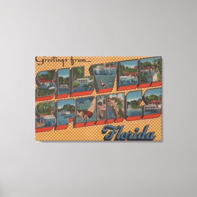 Lienzo Springs plateados, Florida - Escenas de letras gra (Anverso)