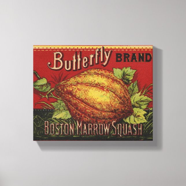 Lienzo Squash Etiqueta vegetal antigua puede (Anverso)