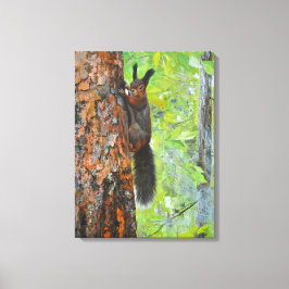 Lienzo Squirrel on Pine Tree – Realistic Oil Painting