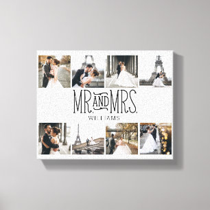 Lienzo Sr. y la Sra. Eight Photo Hand Lettered Monogram