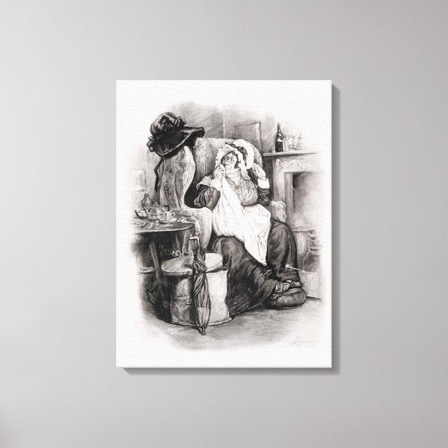 Lienzo Sra. Gamp, de 'Charles Dickens: un gesto sobre él (Anverso)