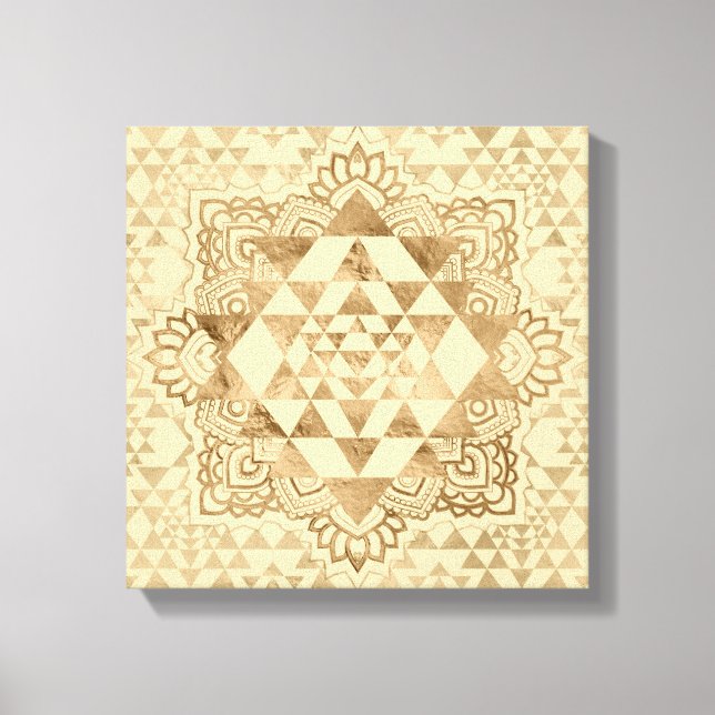 Lienzo Sri Yantra / Sri Chakra Pastel Gold (Anverso)