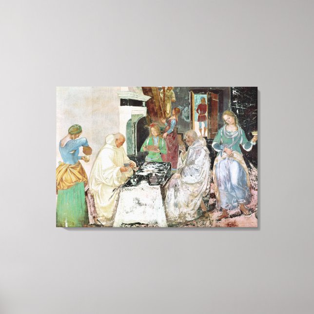 Lienzo St. Benedict recibiendo hospitalidad (Anverso)