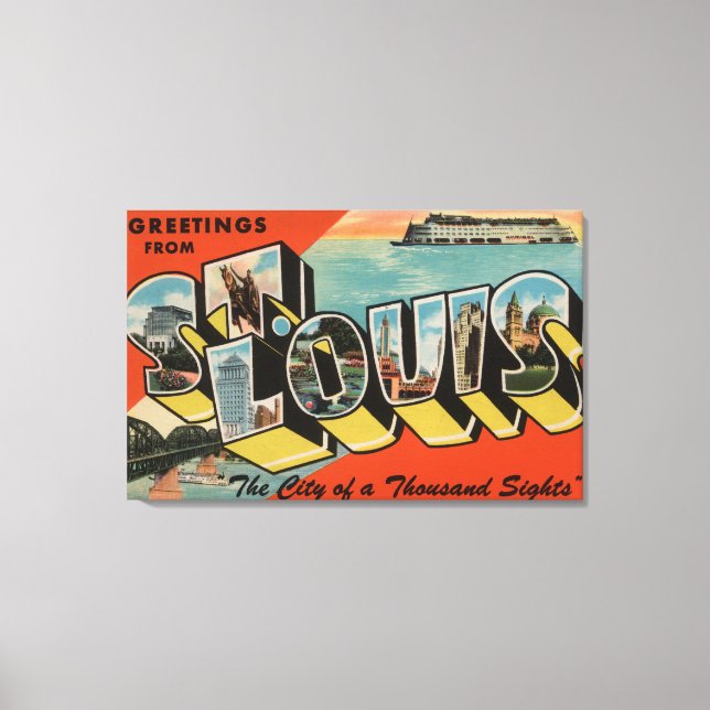 Lienzo St. Louis, Missouri - Escenas de letras grandes 2 (Anverso)