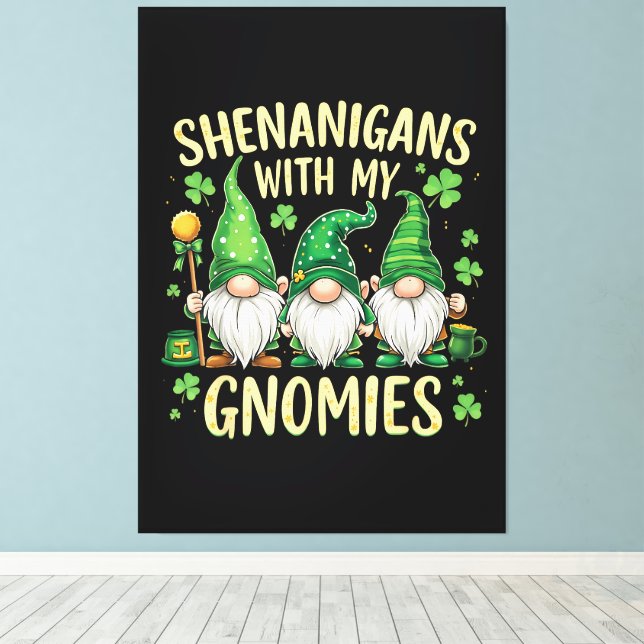 Lienzo St Patrick’s Day Lucky Shamrock Gnome  (Insitu (piso de madera))