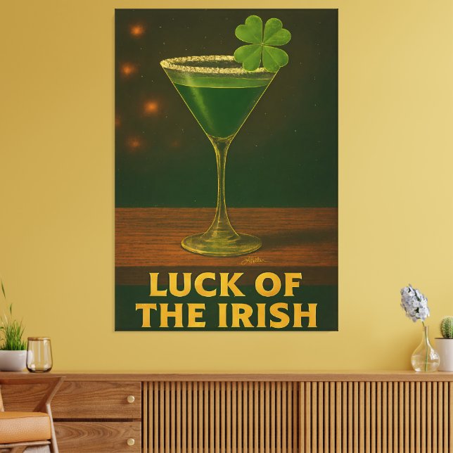 Lienzo St. Patrick's Day Luck Of The Irish Clover Martini (Insitu (Sala de estar))