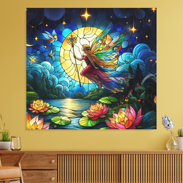 Lienzo Stained Glass Moonlight Flight Fairy  (Insitu (Sala de estar))