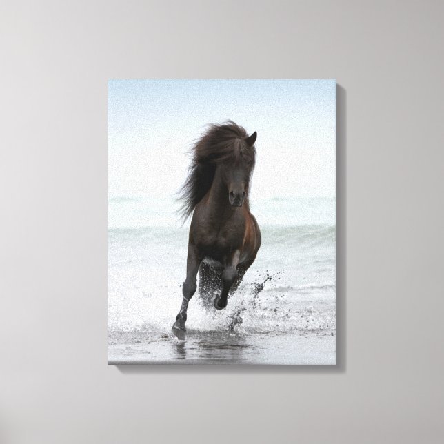 Lienzo Stallion Running On Beach | Atlántico Norte (Anverso)