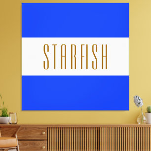 Lienzo STARFISH Fun Bright Nautical Blue Stripes Blancas