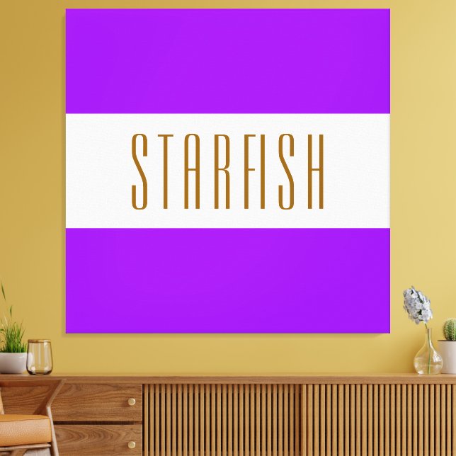 Lienzo STARFISH Fun Bright Tropical Purple White Stripes (Insitu (Sala de estar))