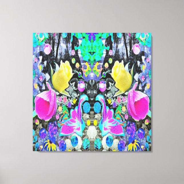 Lienzo Stargazer Lily, Rosa y Collage de Hibiscus Rosa (Anverso)