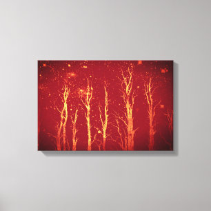 Lienzo Stark Trees Starry Sky Red Nature