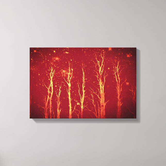 Lienzo Stark Trees Starry Sky Red Nature (Anverso)