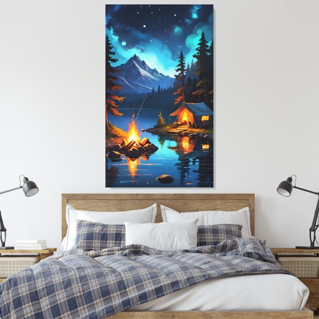 Lienzo Starry Night Camping by the Lake (Insitu(Dormitorio))