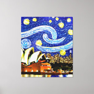 Lienzo Starry Night Sydney Australia Opera House Drawstri