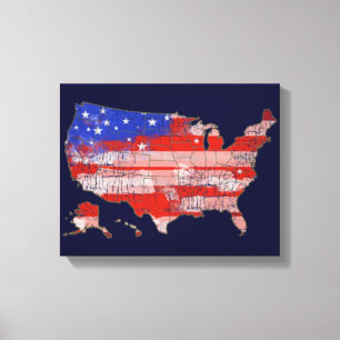 Lienzo stars+and+stripes u.s. map flag