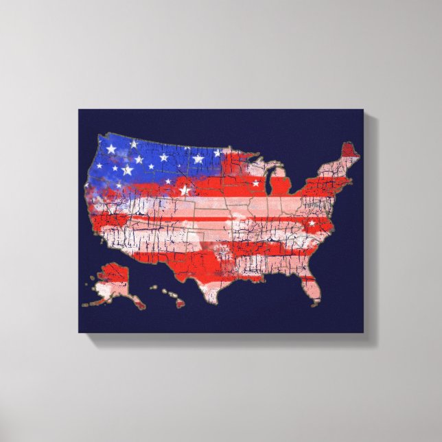 Lienzo stars+and+stripes u.s. map flag (Anverso)