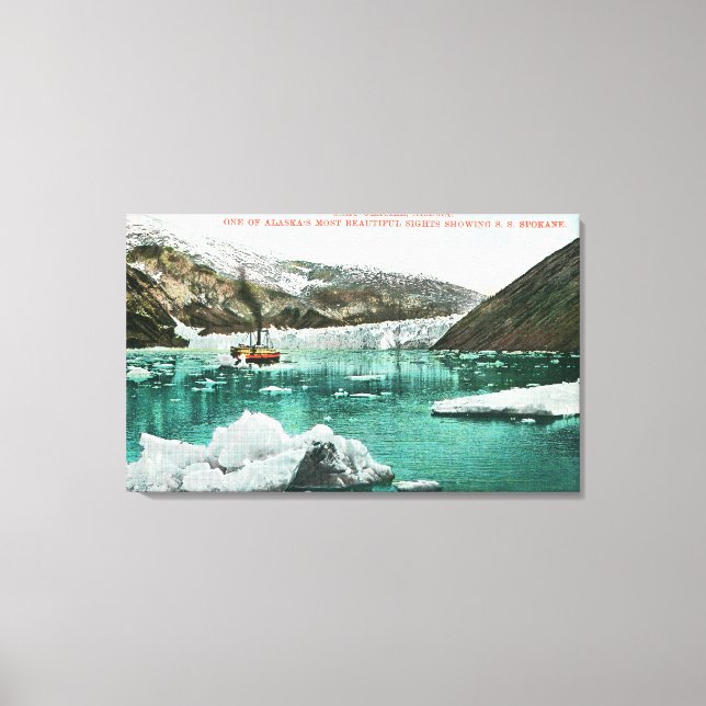Lienzo Steamer Spokane pasa por glaciar (Anverso)