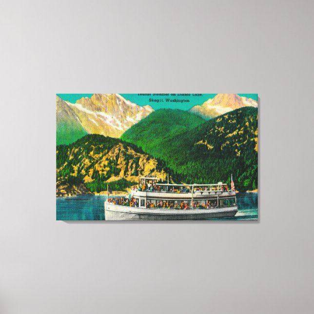 Lienzo Steamer turístico en el lago Diablo, Skagit (Anverso)