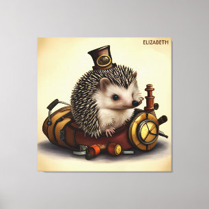 Lienzo Steampunk Cute Hedgehog Rusty Fantasy Vintage