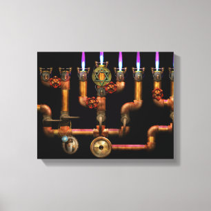 Lienzo Steampunk - Fontanería - Encendiendo la Menorá