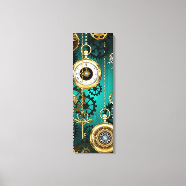 Lienzo Steampunk Jewelry Watch sobre un fondo verde (Anverso)