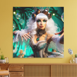 Lienzo Steampunk Victorian Futurista Bailarina Verde