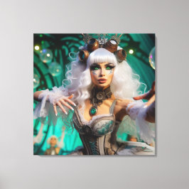 Lienzo Steampunk Victorian Futurista Bailarina Verde