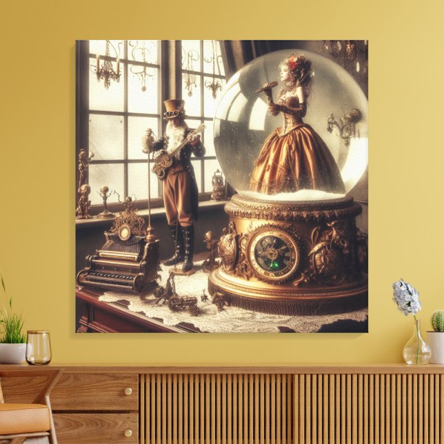 Lienzo Steampunk Victorian Music Snow Globe (Insitu (Sala de estar))
