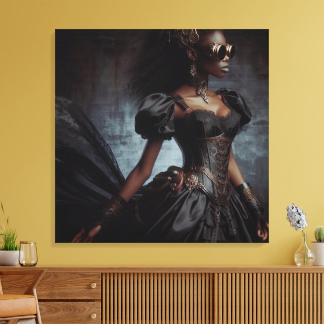 Lienzo Steampunk Vintage Victoria Lady Black Raven (Insitu (Sala de estar))