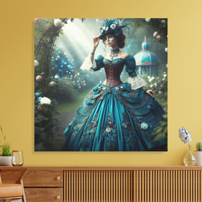 Lienzo Steampunk Vintage Victorian Garden Lady (Insitu (Sala de estar))