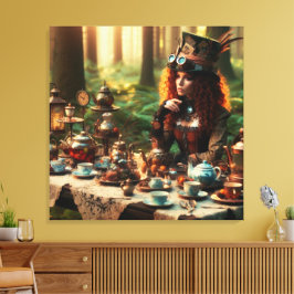 Lienzo Steampunk Vintage Victorian Lady Mad Hatter