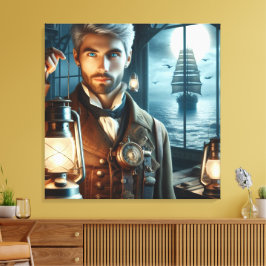 Lienzo Steampunk Vintage Victorian Lighthouse Keeper