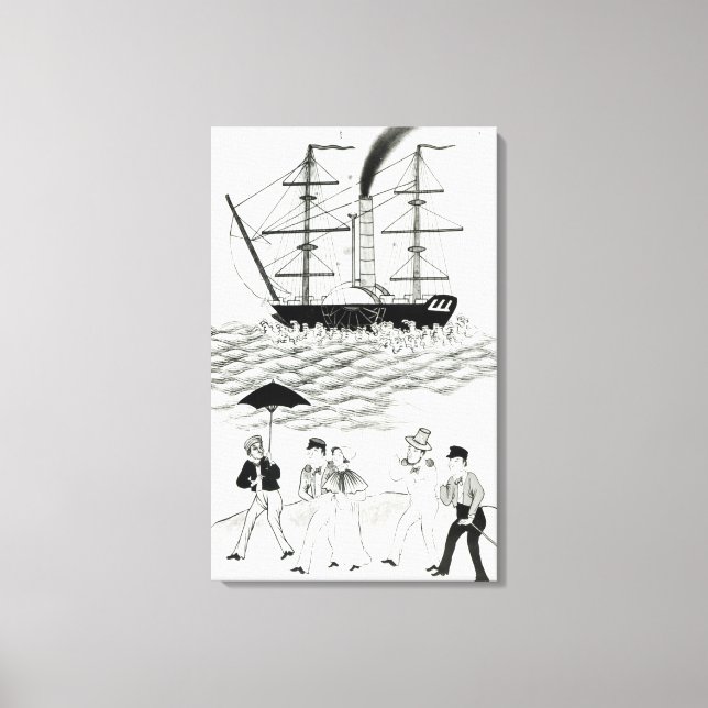 Lienzo Steamship inglés en el cantón, 1840 (Anverso)