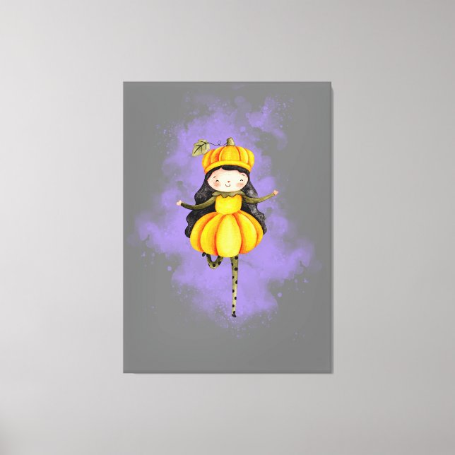 Lienzo Stellalunarts Calabaza Halloween Chica lindo (Anverso)