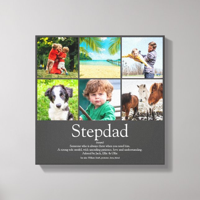 Lienzo Stepfather Stepdad Definition 6 Photo Fun Gray (Anverso)