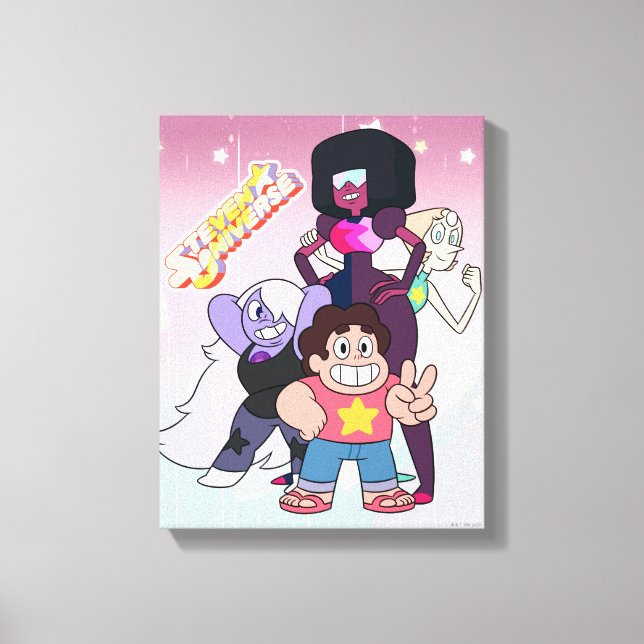 Lienzo Steven Universe | Pose del grupo de gemas de crist (Anverso)