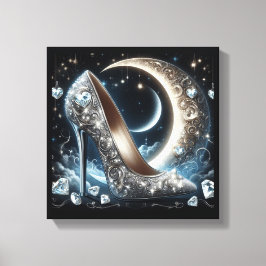 Lienzo Stiletto de tacones altos con luna creciente y dia