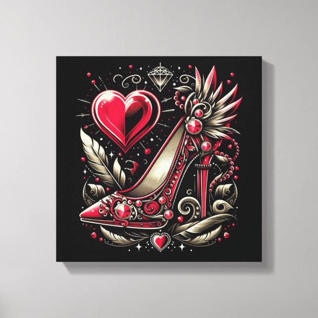 Lienzo Stiletto rojo de estilo Steampunk (Anverso)