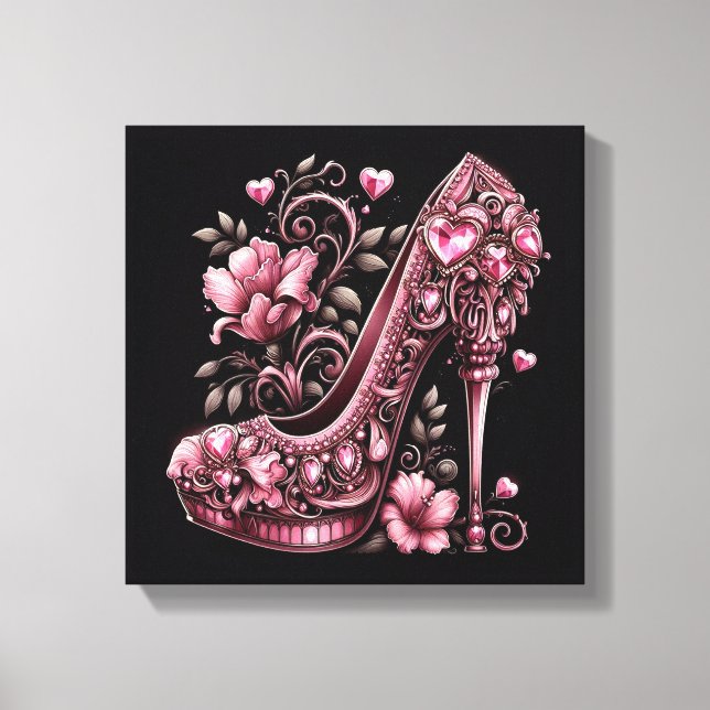 Lienzo Stiletto rosado Art Deco Altos talones (Anverso)