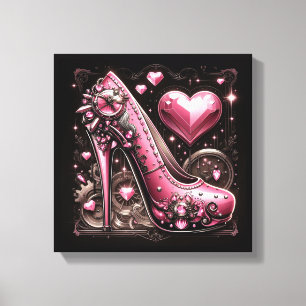 Lienzo Stiletto rosado Steampunk de tacones altos con cor