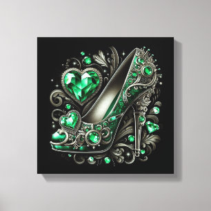 Lienzo Stiletto verde esmeralda de tacones altos con cora