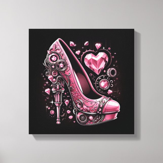 Lienzo Stilettos rosados de estilo Steampunk (Anverso)