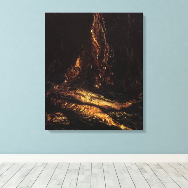 Lienzo Still Life with Bloaters de Vincent van Gogh (Insitu (piso de madera))