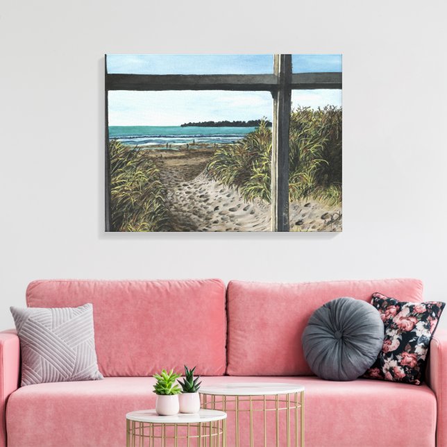 Lienzo Stinson Beach Watercolor Painting California (Insitu (Sala de estar))